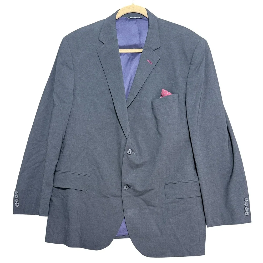 Jack Victor Blazer Mens 46R Charcoal 3SIXTY5‎ Wool Stretch 2 Button Side Vents